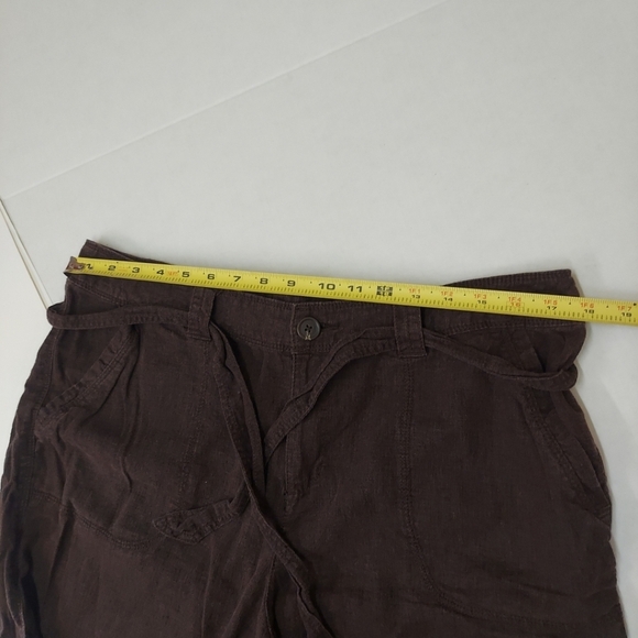 St Johns Bay Capris Linen Blend Capris Womens 14 Brown Drawstring Shorts - Picture 6 of 11